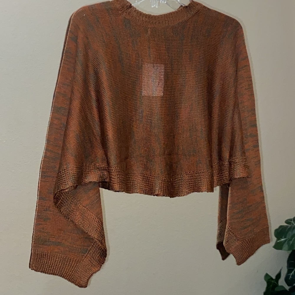 Olivaceous Knit Crop Top Dolman Sleeve Sweater/Poncho Size S/M - Picture 5 of 7
